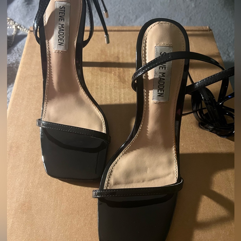 Steve Madden Black Women's Strappy Heels - Picture 2 of 3